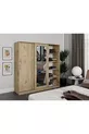 Armoire à vêtements avec miroir coulissant à 3 portes Samira - MDF chêne intégral