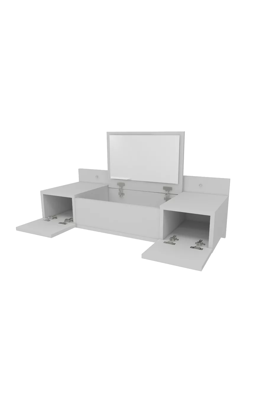 Coiffeuse Murale avec Miroir et Étagère Zakkum, Blanche - Zakkum