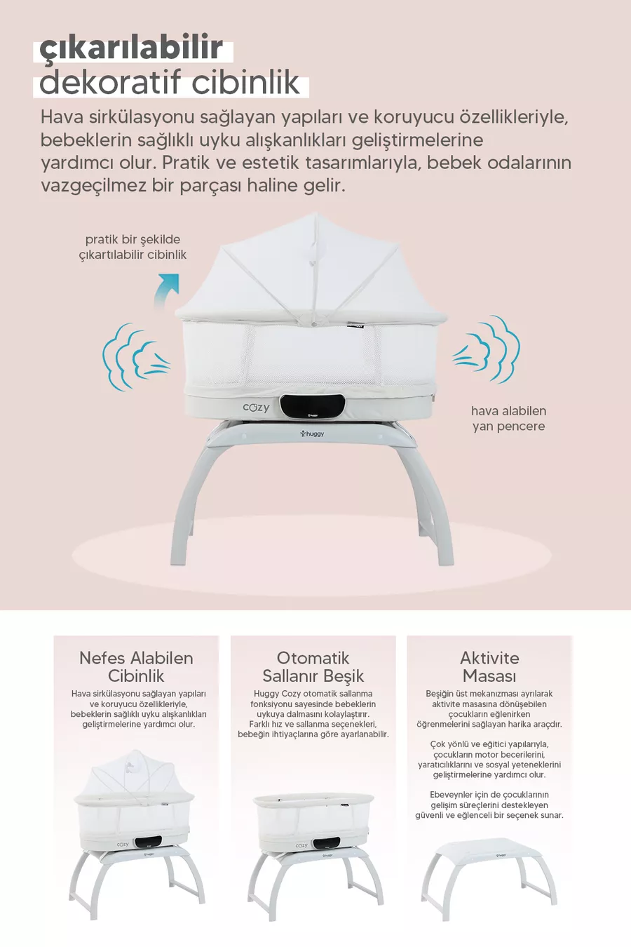 Berceau automatique à balancement 4 en 1 confortable avec Bluetooth, musique et télécommande – Portable