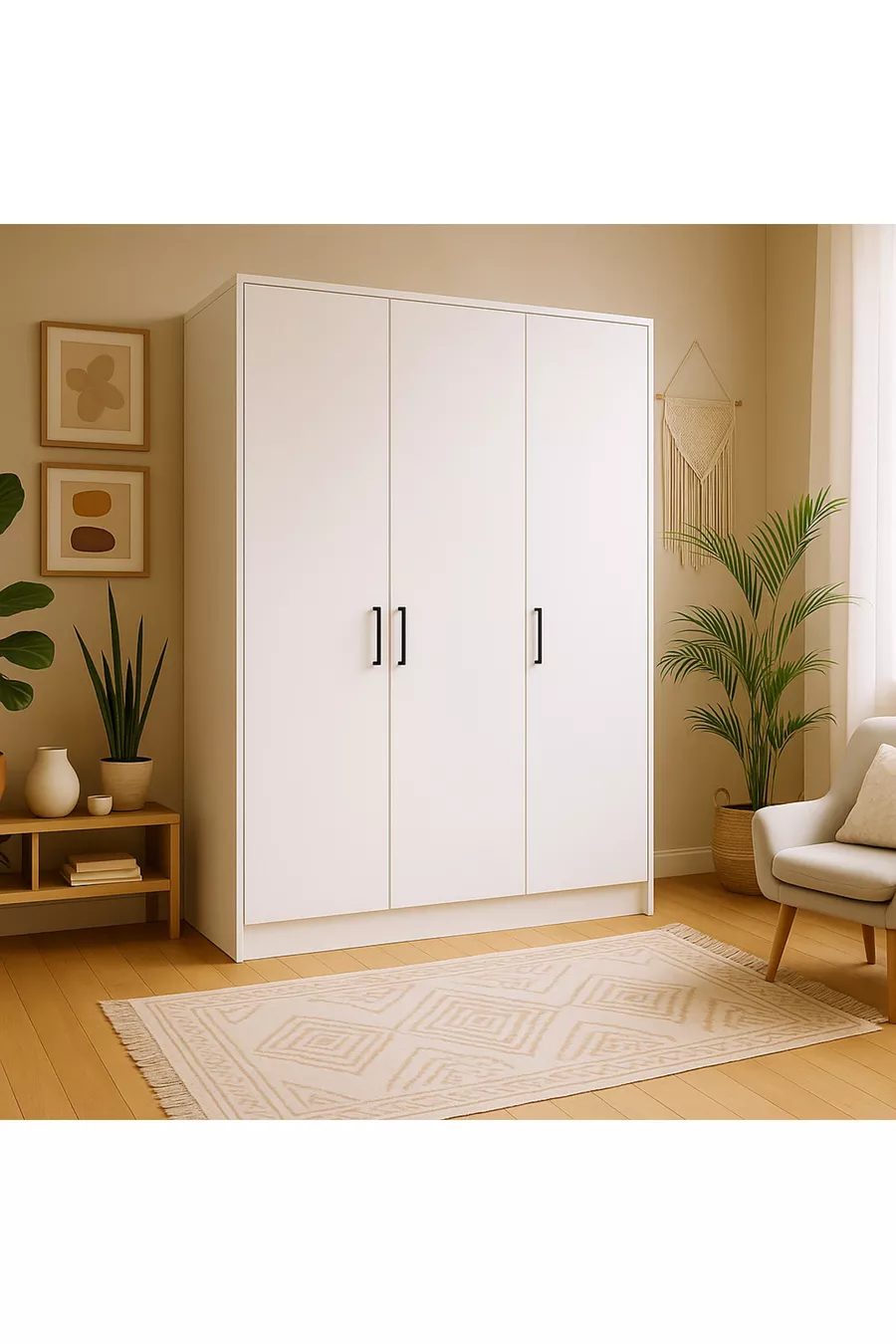 Armoire à chaussures à 3 portes  % MDF |  cm | Blanc – Garde-robe moderne multifonctionnelle