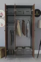 Armoire à vêtements Fuga 3 portes - Corps anthracite, portes en noyer