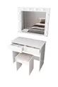 Coiffeuse avec miroir et éclairage LED, tabouret, tiroirs compartimentés pour cosmétiques