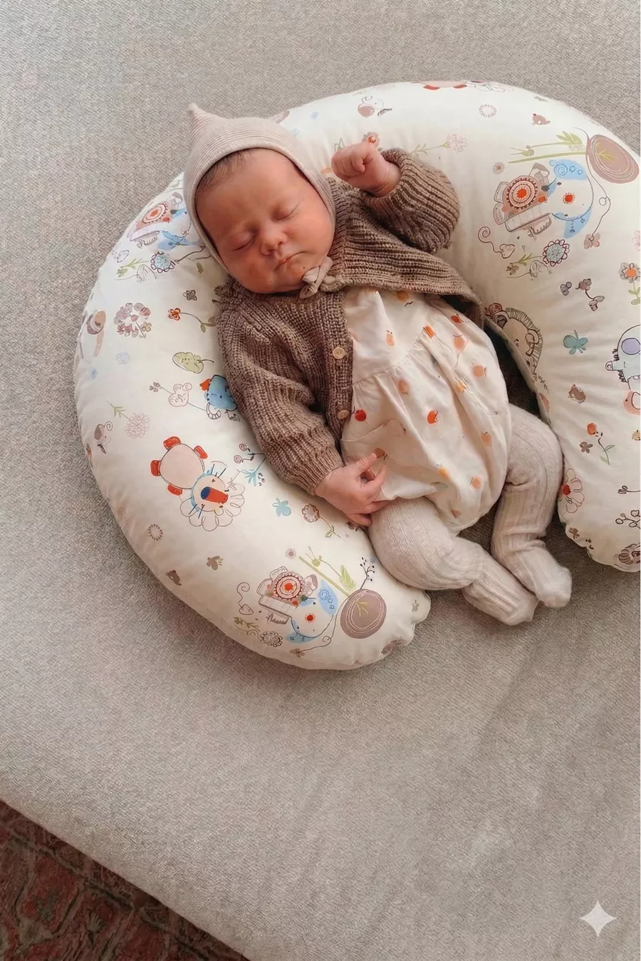 Coussin d'allaitement double face / Coussin de soutien pour bébé, Coussin de grossesse, Tissu en coton, Série Animal
