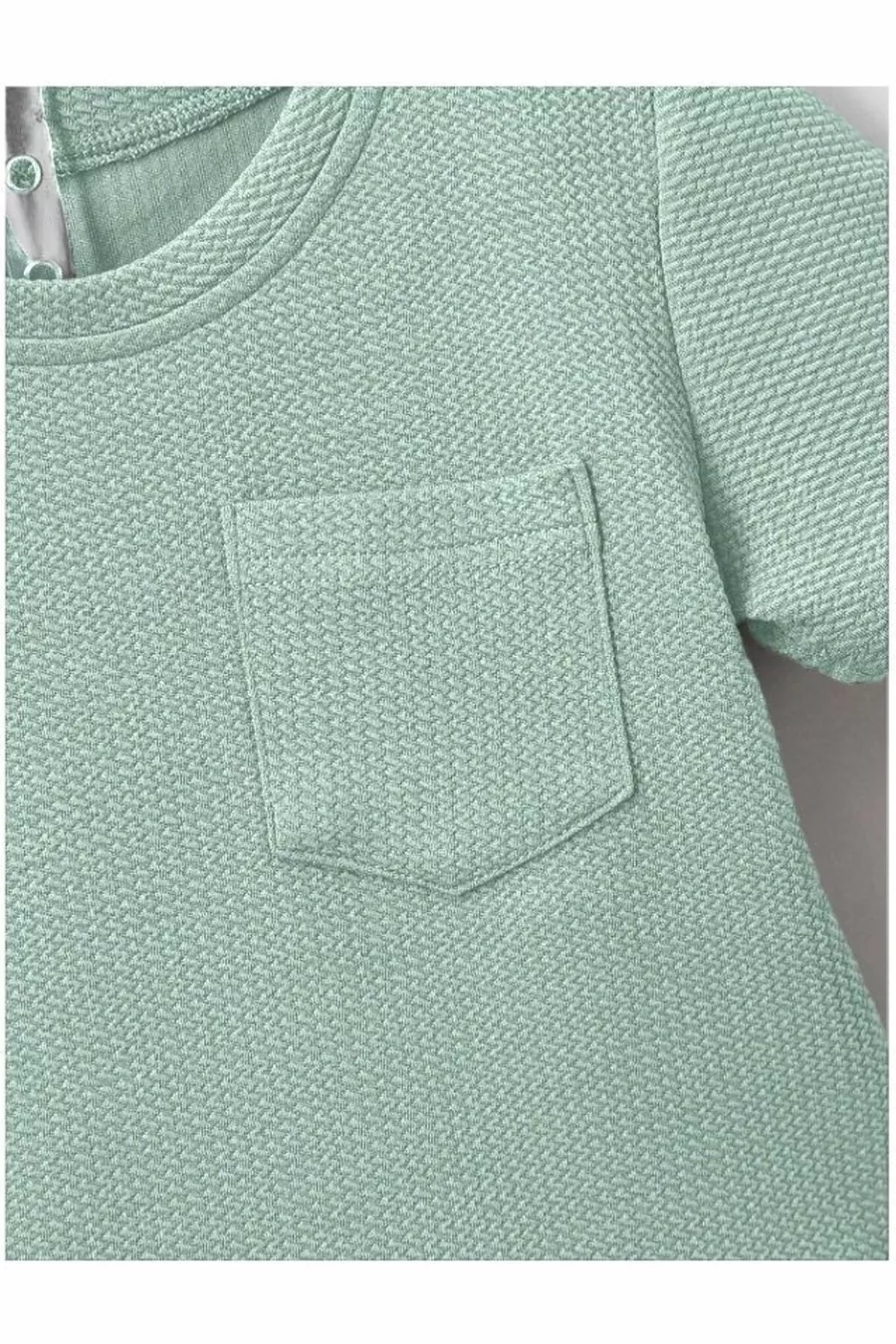 Ensemble d'été 2 pièces en tissu gaufré en coton avec détails de poche