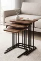 Table Basse Gigogne Pied Métal Ensemble de 3 Tables d'Appoint pour Canapé Zino Pin Atlantique