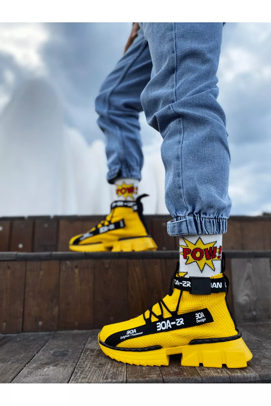 Botte de sport stylée JAUNE (SEMELLE JAUNE)