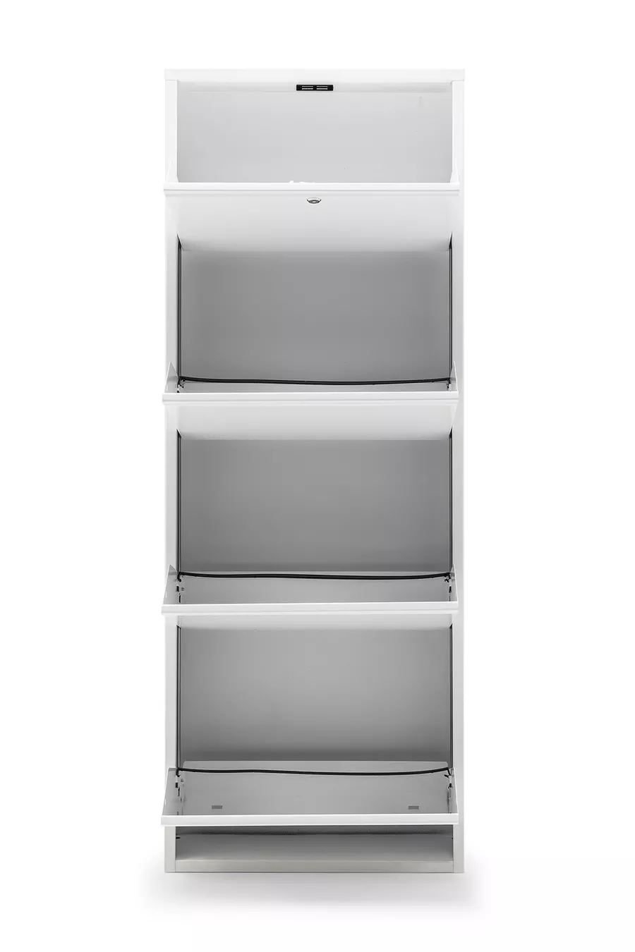 Meuble à chaussures en métal à 4 compartiments avec serrure - blanc -