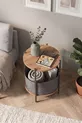 Table basse avec large sac, porte-revues, bibliothèque, porte-fleurs, pin