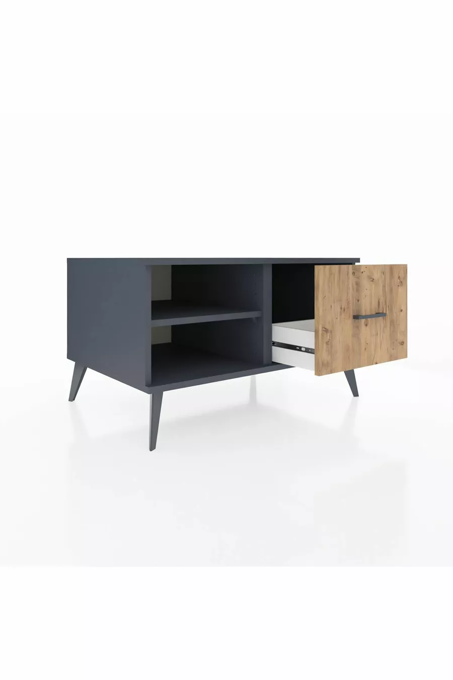 Commode Kronos à une étagère et un tiroir Anthracite-Anthracite/Merisi