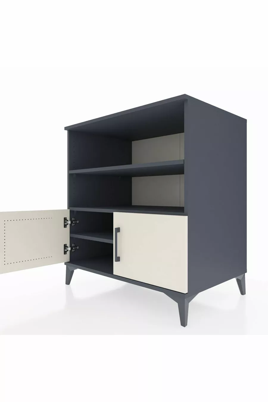 Commode Kronos 3 étagères 2 portes Anthracite-Pierre de lune
