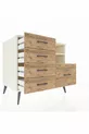 Commode Kronos 2 étagères 5 tiroirs Pierre de lune/Pin