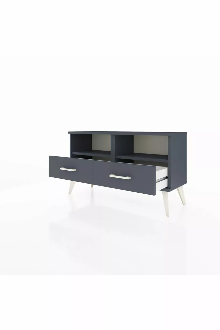 Commode Arges 2 étagères 2 tiroirs Anthracite-Anthracite