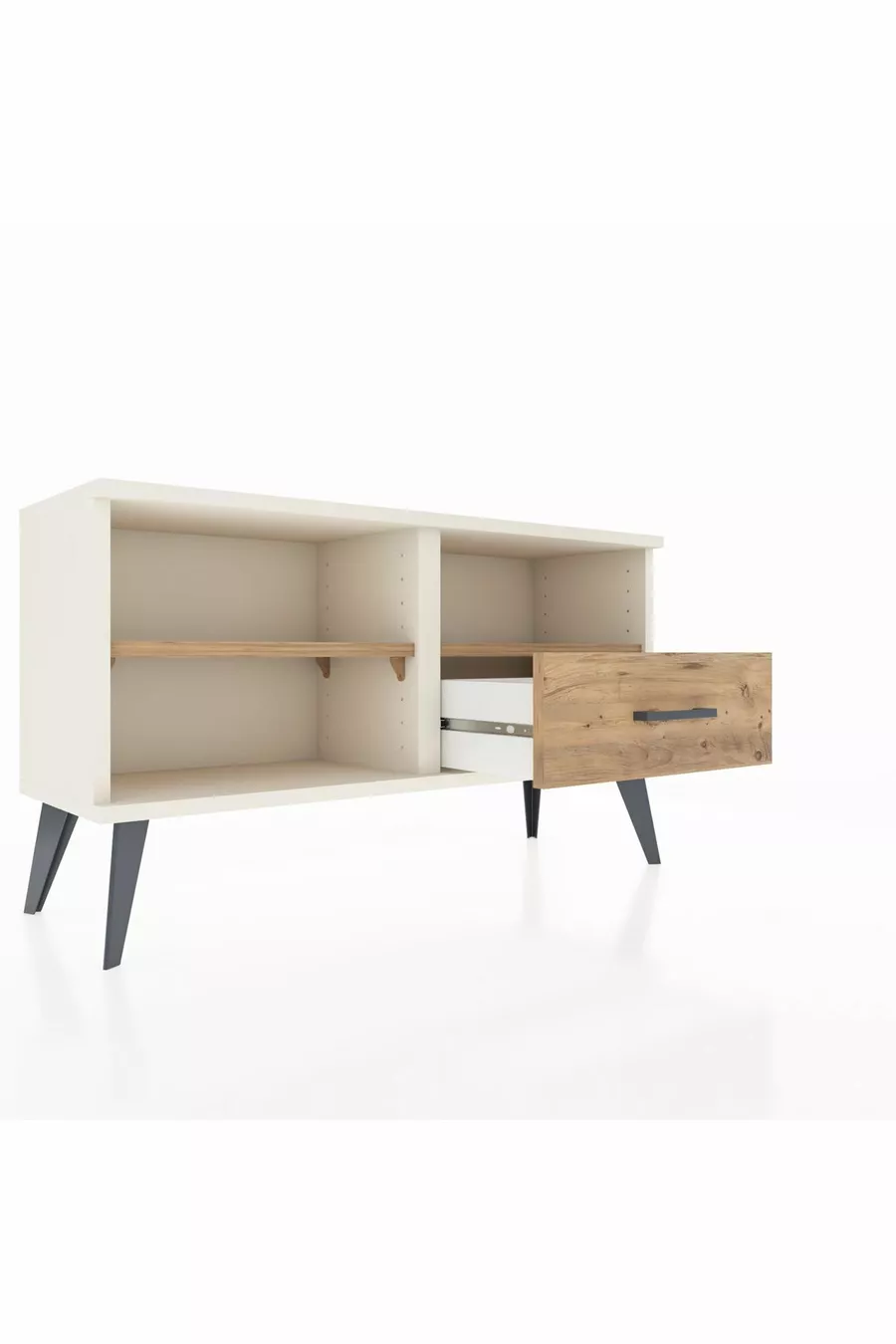 Commode Arges 2 étagères 1 tiroir Pierre de lune-Épicéa