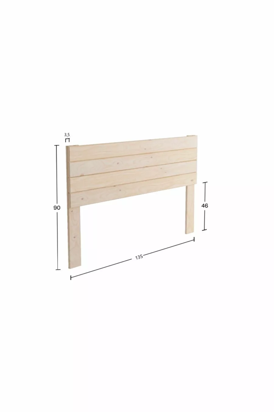 Tête de lit en bois massif avec pieds cm Natural Cm Massif Natural
