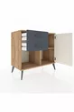 Commode Hyperion avec une seule étagère, 2 tiroirs et une porte, pin-gris/anthracite