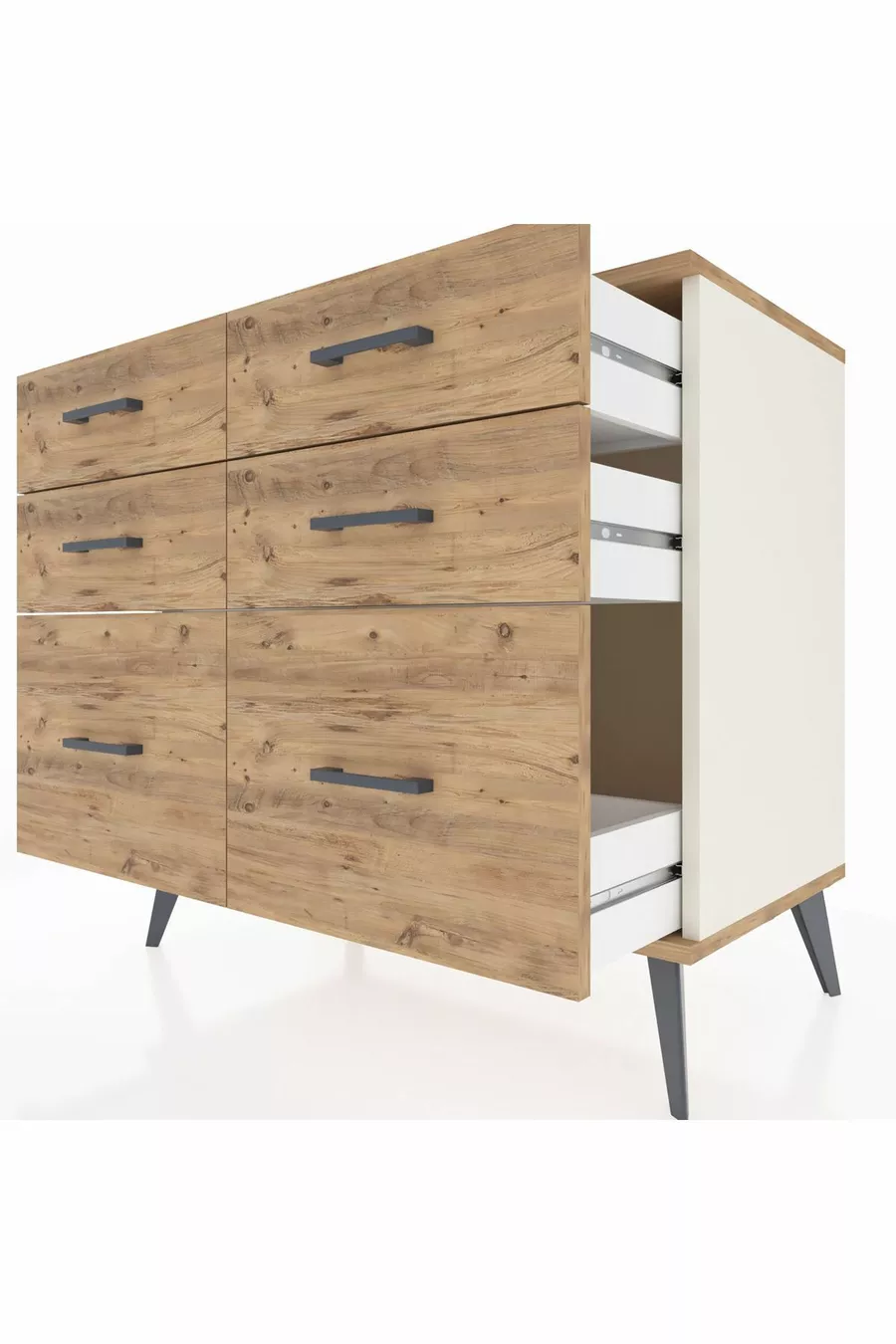 Commode Hyperion 6 tiroirs Pierre de lune-Sapin