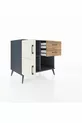 Commode Kronos à une étagère, 2 tiroirs, 2 portes, Anthracite-Pierre de Lune/Pin