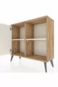 Commode Arges à 2 étagères avec 1 porte en pin et marbre bleu