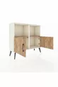 Commode Arges 2 étagères 2 portes Pierre de lune-Pin