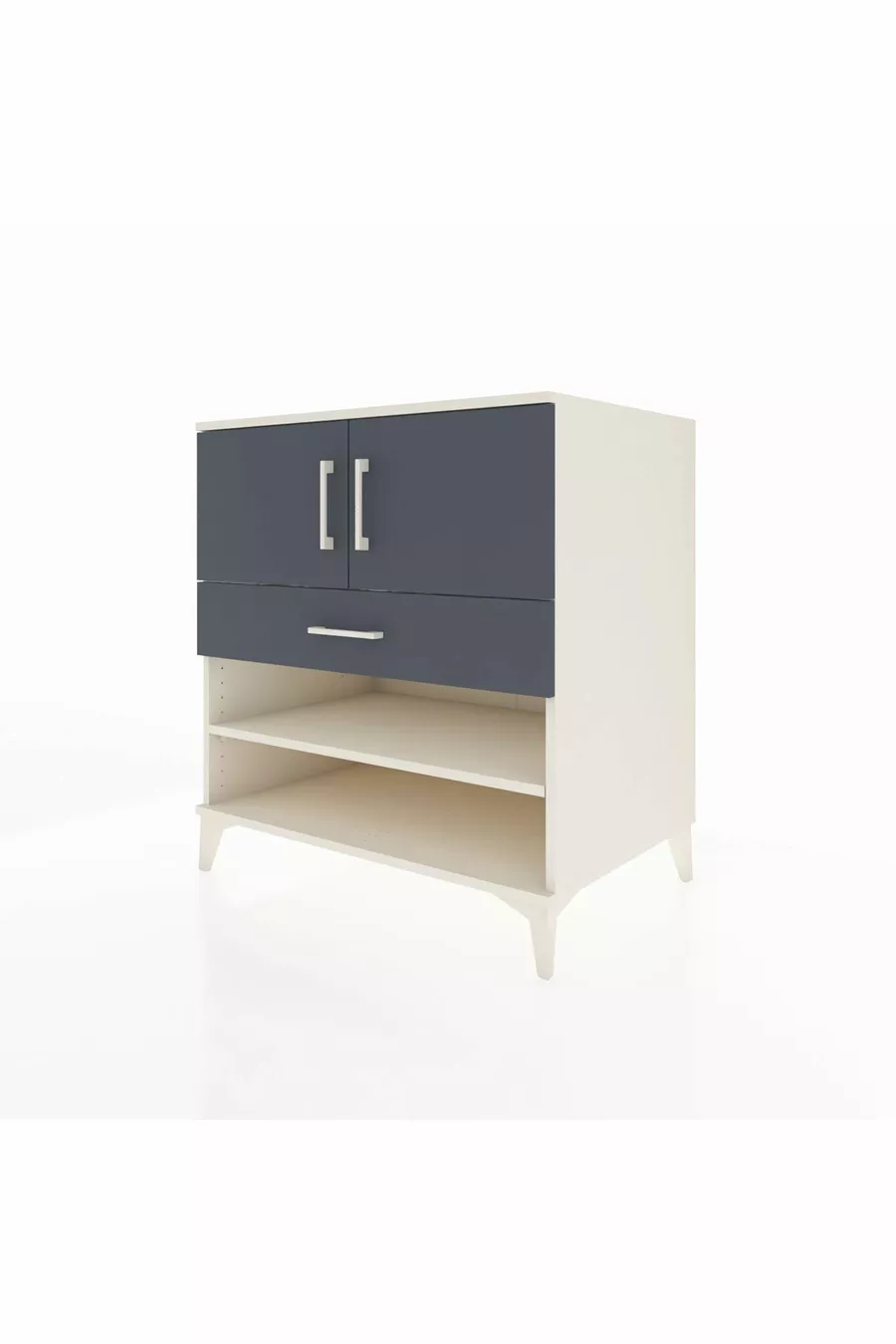 Commode Kronos avec 3 étagères, 1 tiroir et 2 portes, Pierre de Lune-Anthracite