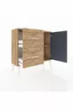Commode Arges avec une étagère, 2 tiroirs et une porte, pin-anthracite/pin