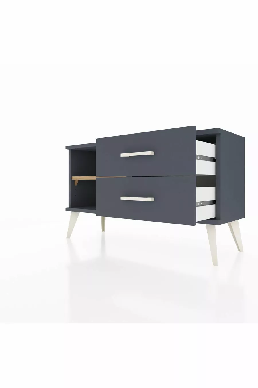 Commode Arges à une étagère et 2 tiroirs Anthracite-Sapin/Anthracite