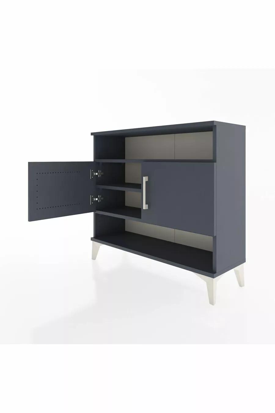 Commode Arges 3 étagères 2 portes Anthracite-Anthracite