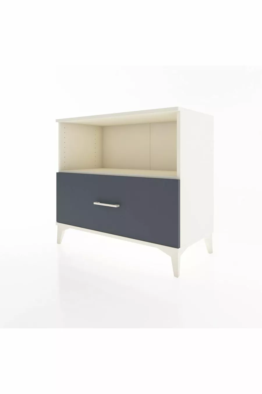 Commode Hyperion à une étagère et un tiroir, Pierre de lune-Anthracite