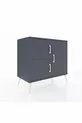 Commode Hyperion 2 étagères 3 portes Anthracite-Anthracite/Marbre