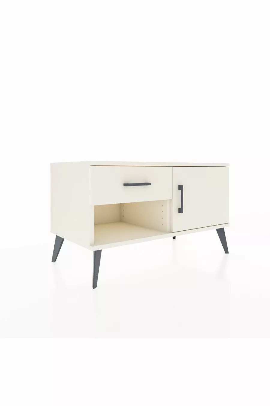 Commode Hyperion à une étagère, un tiroir et une porte en pierre de lune