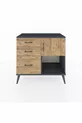 Commode Hyperion à une étagère, 3 tiroirs et une porte, Anthracite-Bois de pin