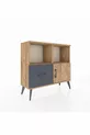 Commode Arges avec 2 étagères, 1 tiroir et 1 porte, Pin-Pin/Anthracite