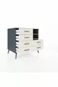 Commode Kronos 2 étagères 6 tiroirs Anthracite-Sapin/Mer de pierre