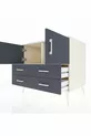 Commode Kronos avec 2 étagères, 4 tiroirs et 2 portes, Pierre de lune-Anthracite