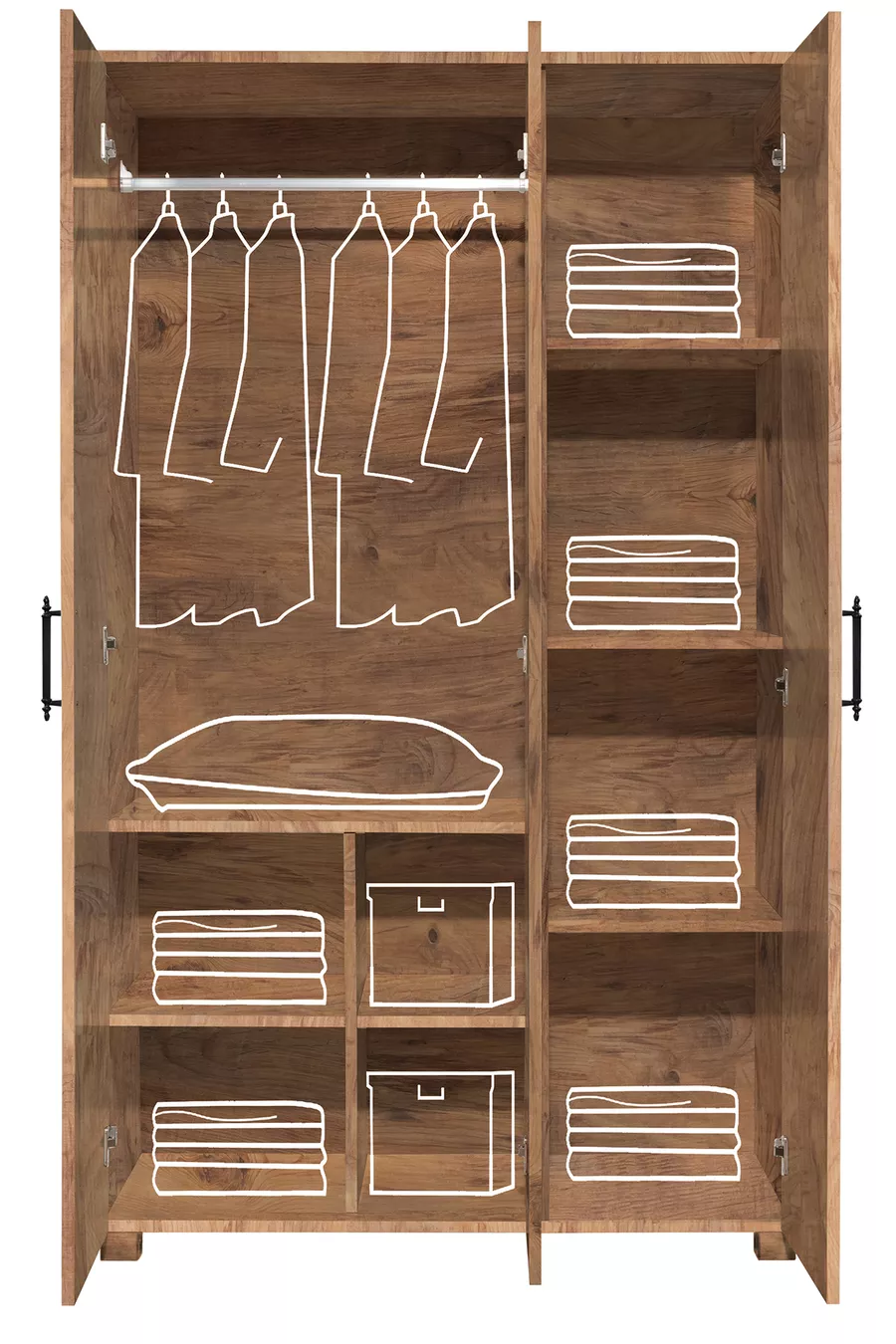Lits superposés, lits superposés Aura avec lit, armoire à 3 portes + 2 matelas Comfort