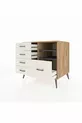 Commode Kronos 2 étagères 5 tiroirs Pin-Anthracite / Pierre de Lune