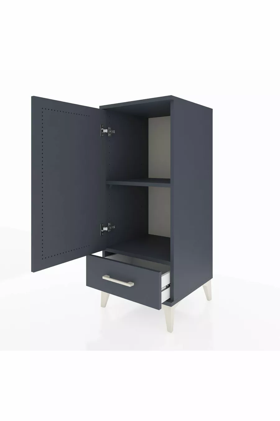 Table de chevet Hyperion avec 2 étagères, 1 tiroir et 1 porte, Anthracite-Anthracite