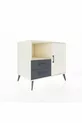 Commode Kronos avec 2 étagères, 2 tiroirs et 1 porte, Albâtre/Anthracite