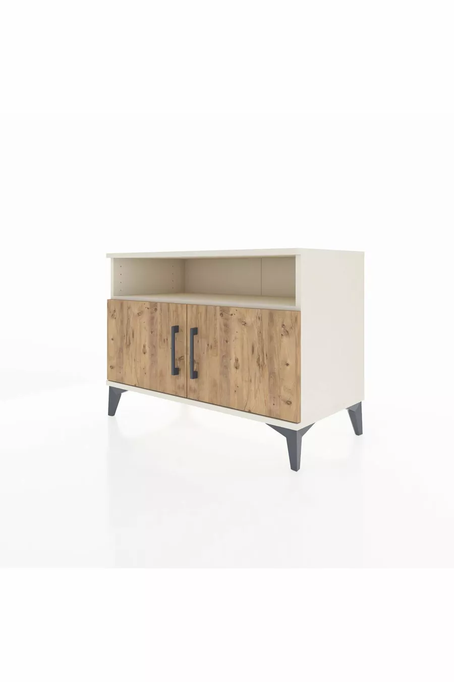 Commode Hyperion 2 étagères 2 portes Pierre de lune-Pin