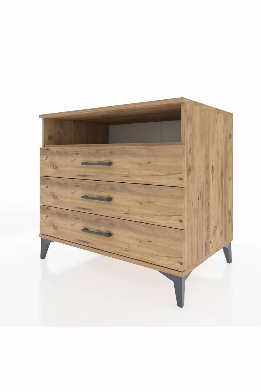 Commode Kronos à une étagère et 3 tiroirs en pin-pin