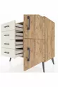 Commode Hyperion avec une seule étagère, 4 tiroirs et 2 portes, pin-pin / pierre d'âme