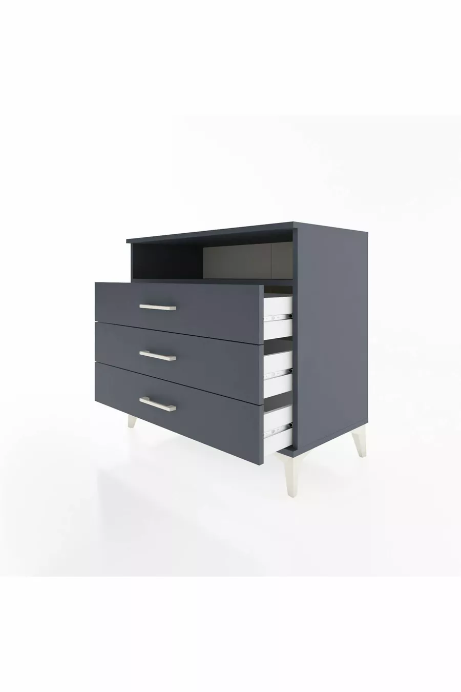 Commode Hyperion à une étagère et trois tiroirs Anthracite-Anthracite