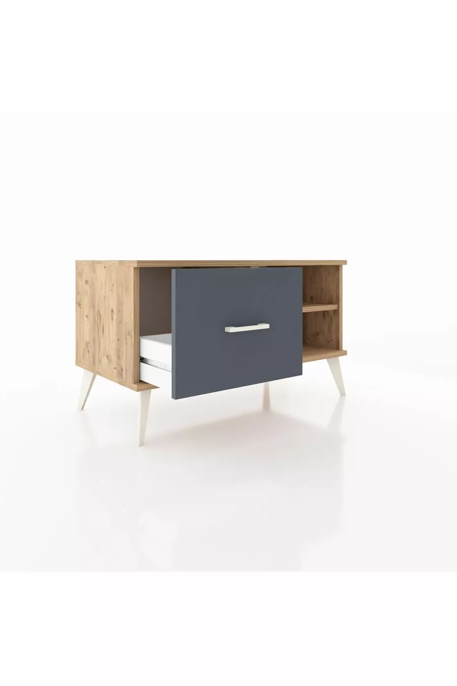 Commode Hyperion à une étagère et un tiroir, pin-pin/anthracite