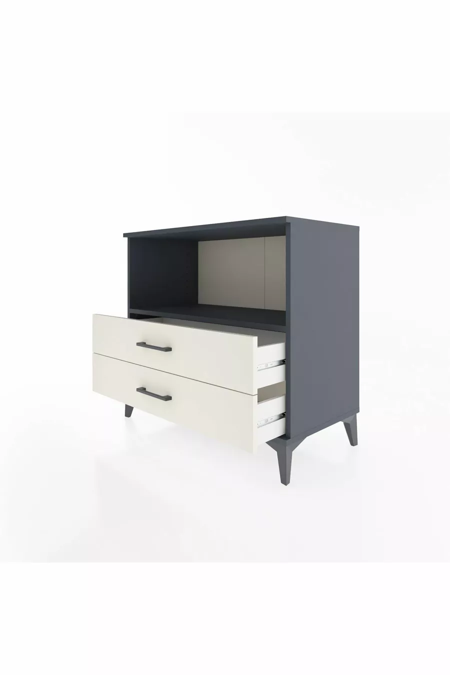 Commode Hyperion à une étagère et 2 tiroirs Anthracite-Pierre de Lune