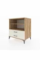 Commode Kronos avec 2 étagères et 2 tiroirs en pin et pierre d'onyx