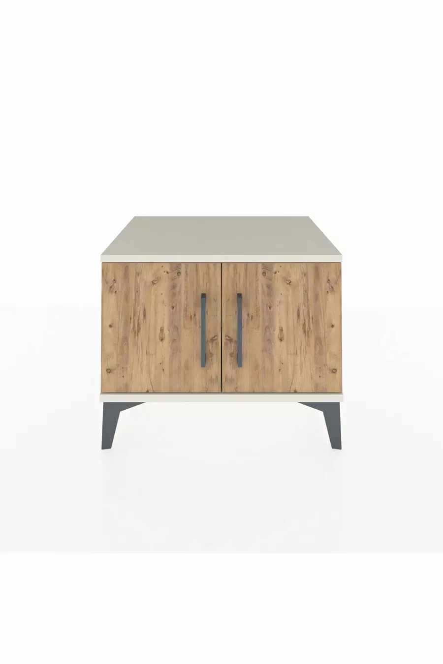 Commode Hyperion à étagère unique avec 2 portes, Pierre de lune-Pin