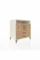 Commode Kronos avec 3 étagères, 2 tiroirs et 2 portes, Pierre de lune-Pin