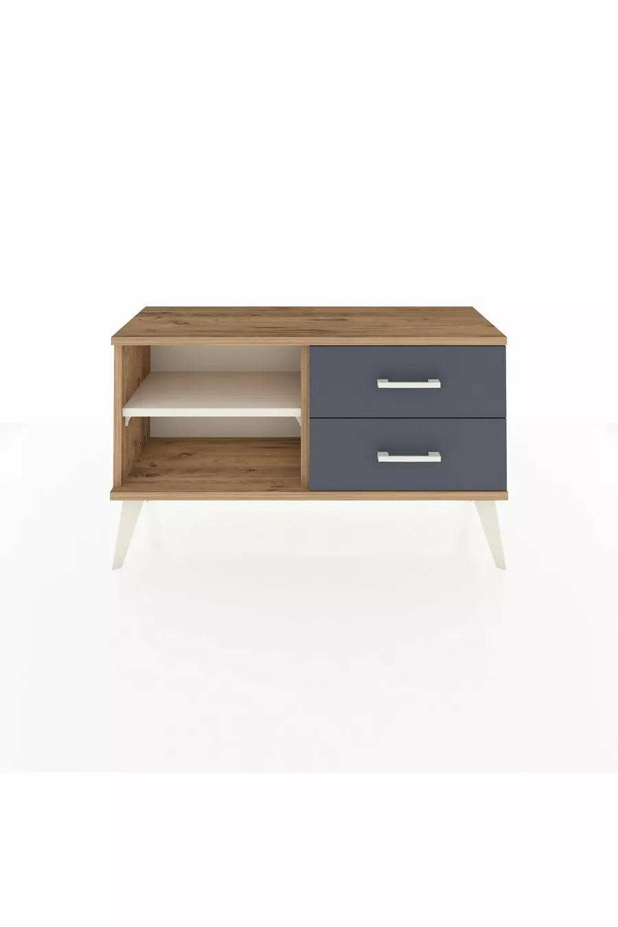 Commode Arges à une étagère et 2 tiroirs Pin-Aya/Anthracite