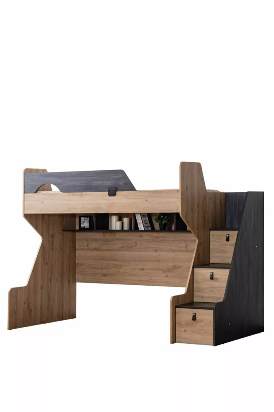 Lits superposés, Lits superposés Naturel avec bureau et armoire à 3 portes