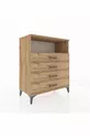 Commode Hyperion à un seul étagère et 4 tiroirs en pin-pin